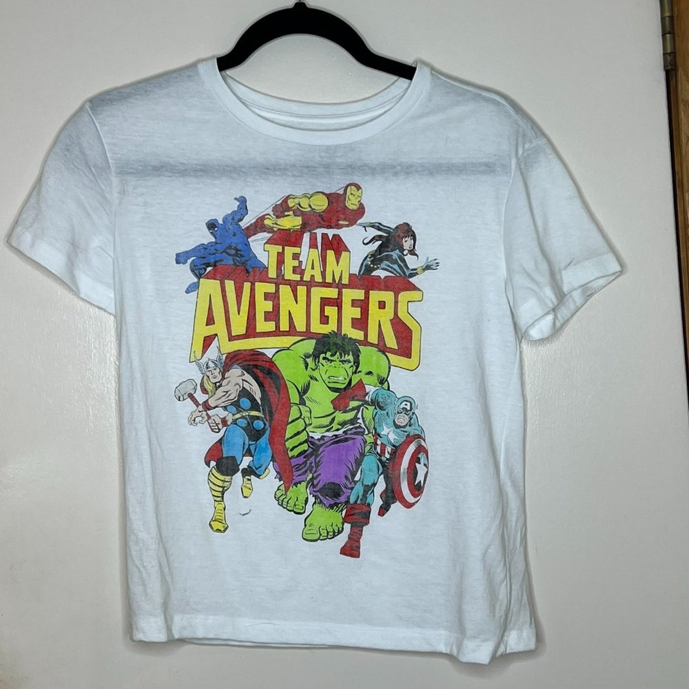 X-Small Marvel Avengers Crop White Tee
